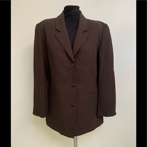 Petite Sophisticate Brown Pinstripe Blazer Jacket